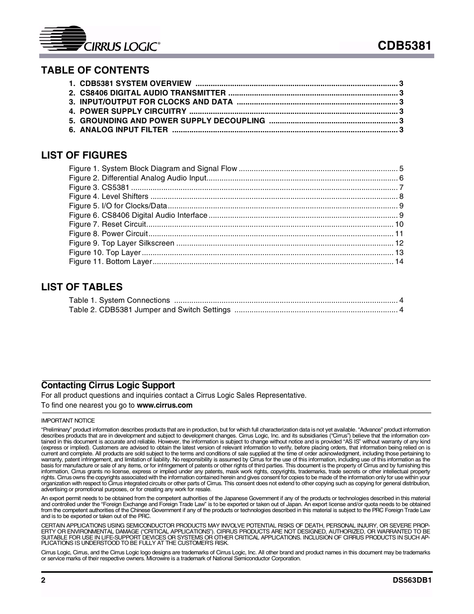 Cirrus Logic CDB5381 User Manual | Page 2 / 16