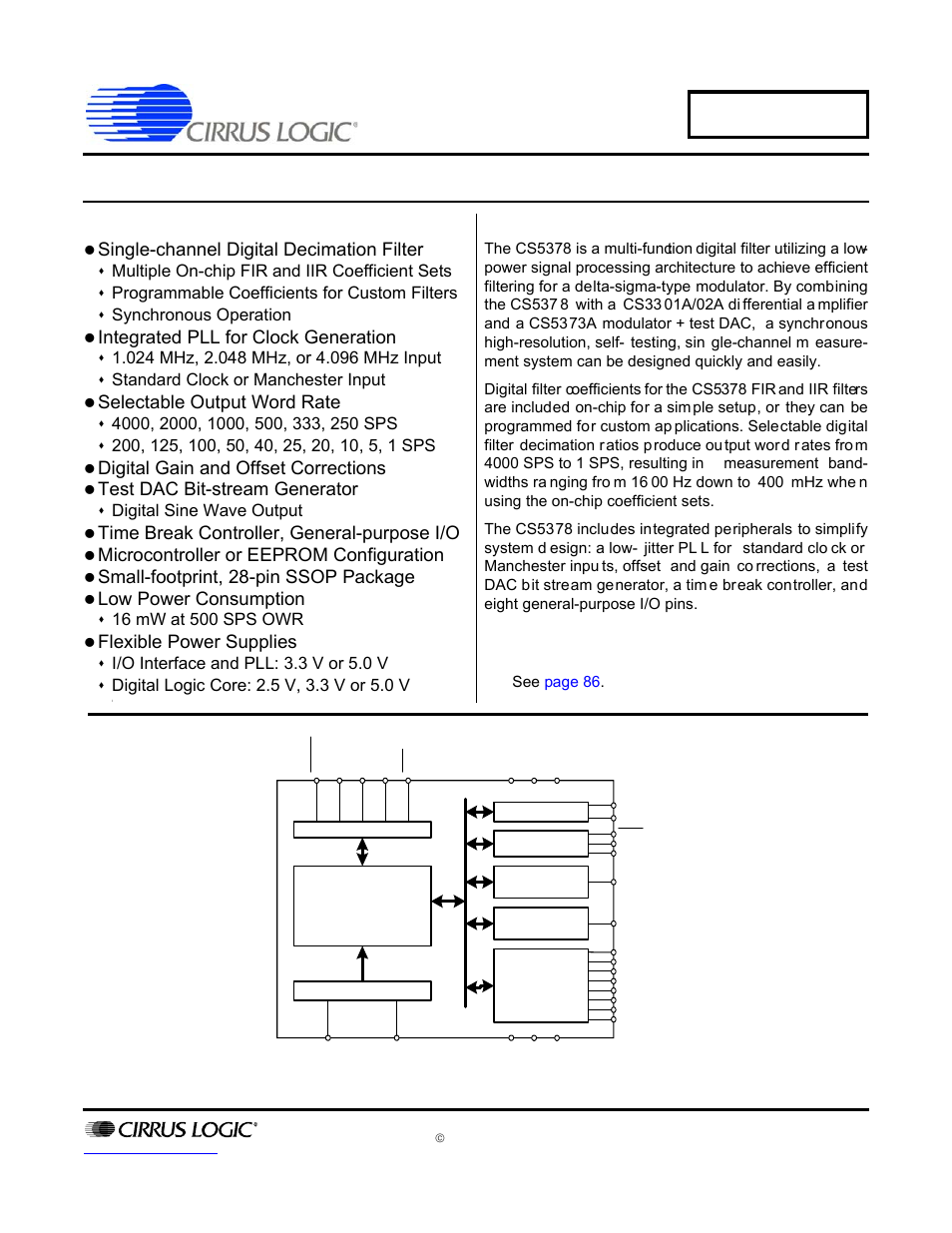 Cirrus Logic CS5378 User Manual | 88 pages