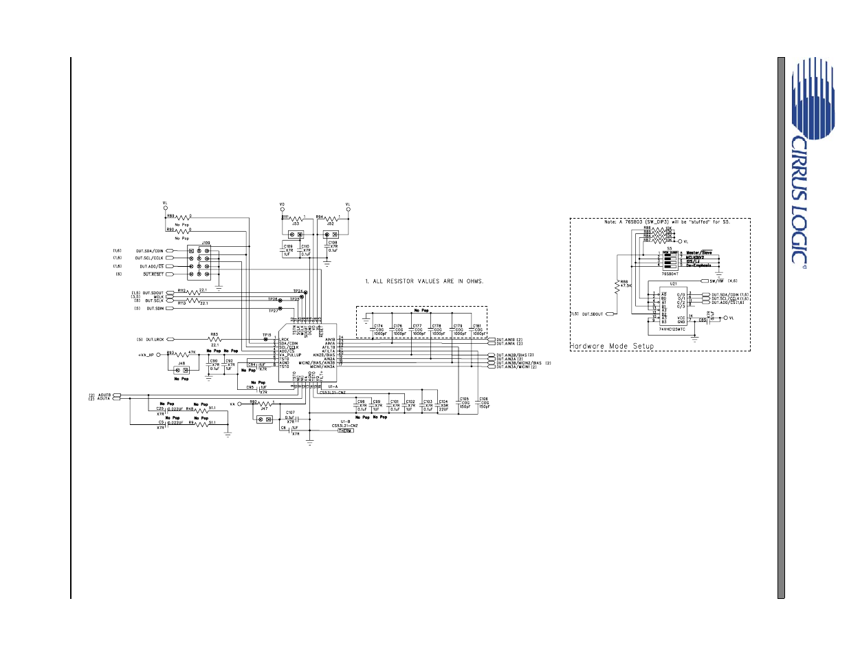 Schematics, Figure 27. cs53l21 (part of schematic sheet 1), Figure 27.cs53l21 (part of schematic sheet 1) | Figures 27 | Cirrus Logic CDB53L21 User Manual | Page 23 / 33