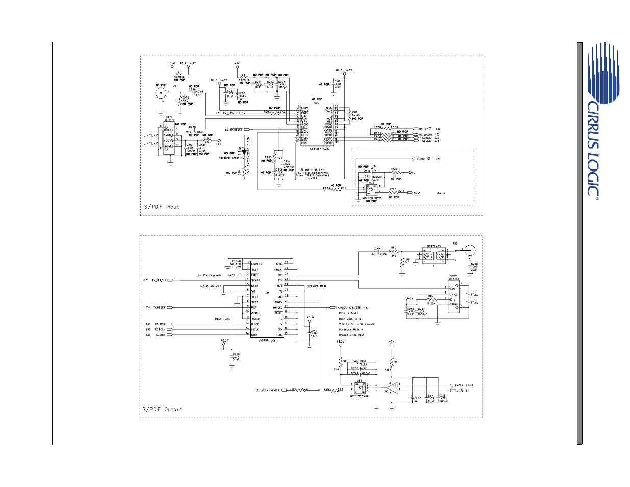 Figure 29. s/pdif i/o (schematic sheet 2), Figure 29.s/pdif i/o (schematic sheet 2), Cdb53l21 | Cirrus Logic CDB53L21 User Manual | Page 25 / 33