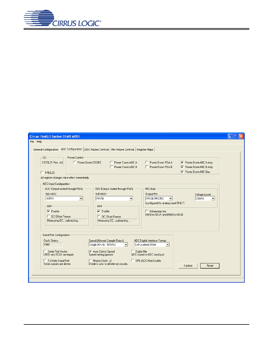 2 adc configuration tab, Figure 2. adc configuration tab, Figure 2.adc configuration tab | Section 2.2, Cdb53l21 | Cirrus Logic CDB53L21 User Manual | Page 9 / 33