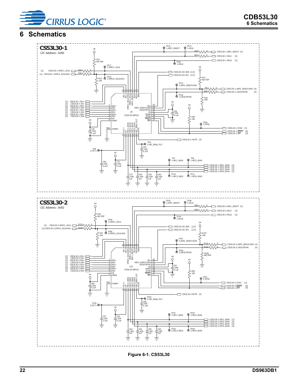 6 schematics, Cdb53l30 | Cirrus Logic CDB53L30 User Manual | Page 22 / 37