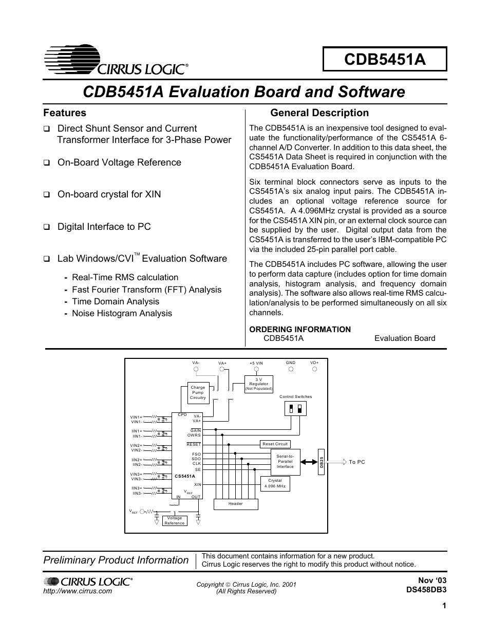 Cirrus Logic CDB5451A User Manual | 24 pages