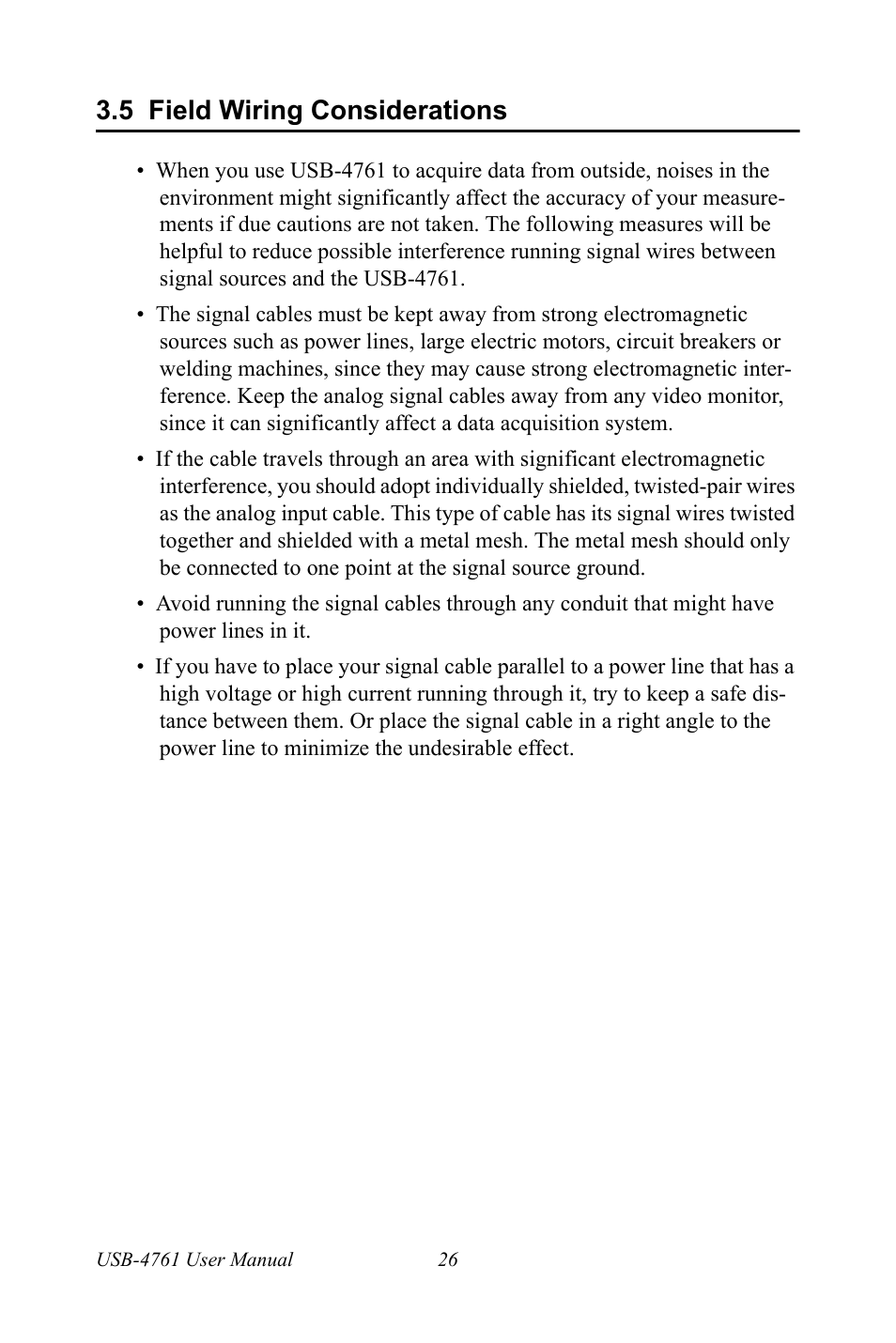 5 field wiring considerations, Field wiring considerations | Advantech Network Device USB-4761 User Manual | Page 32 / 38