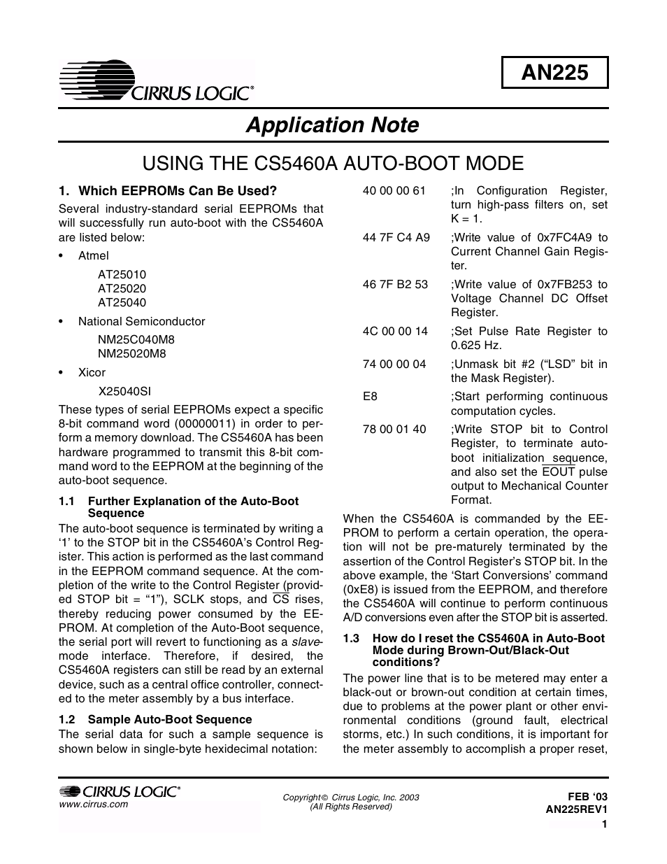 Cirrus Logic AN225 User Manual | 4 pages