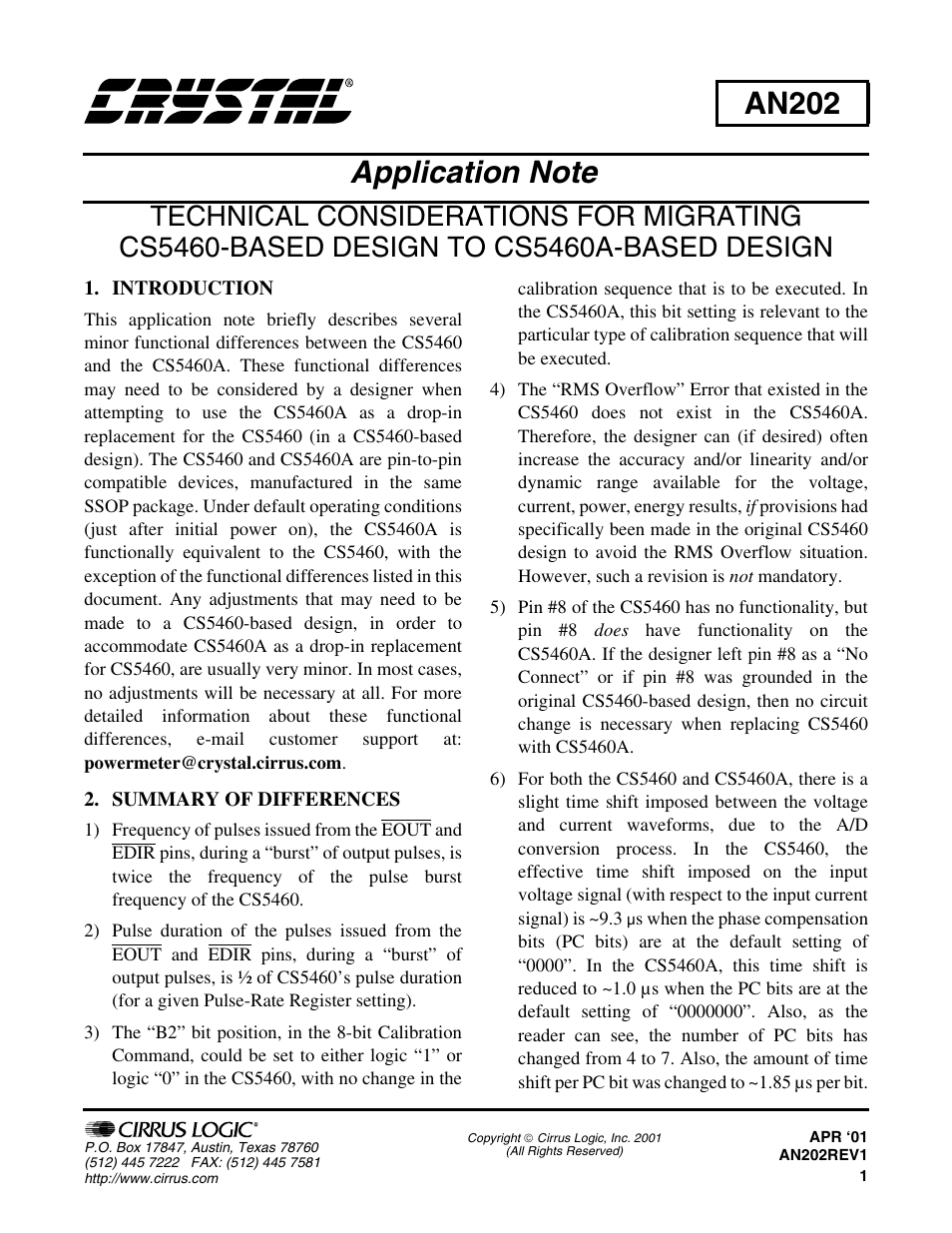 Cirrus Logic AN202 User Manual | 2 pages