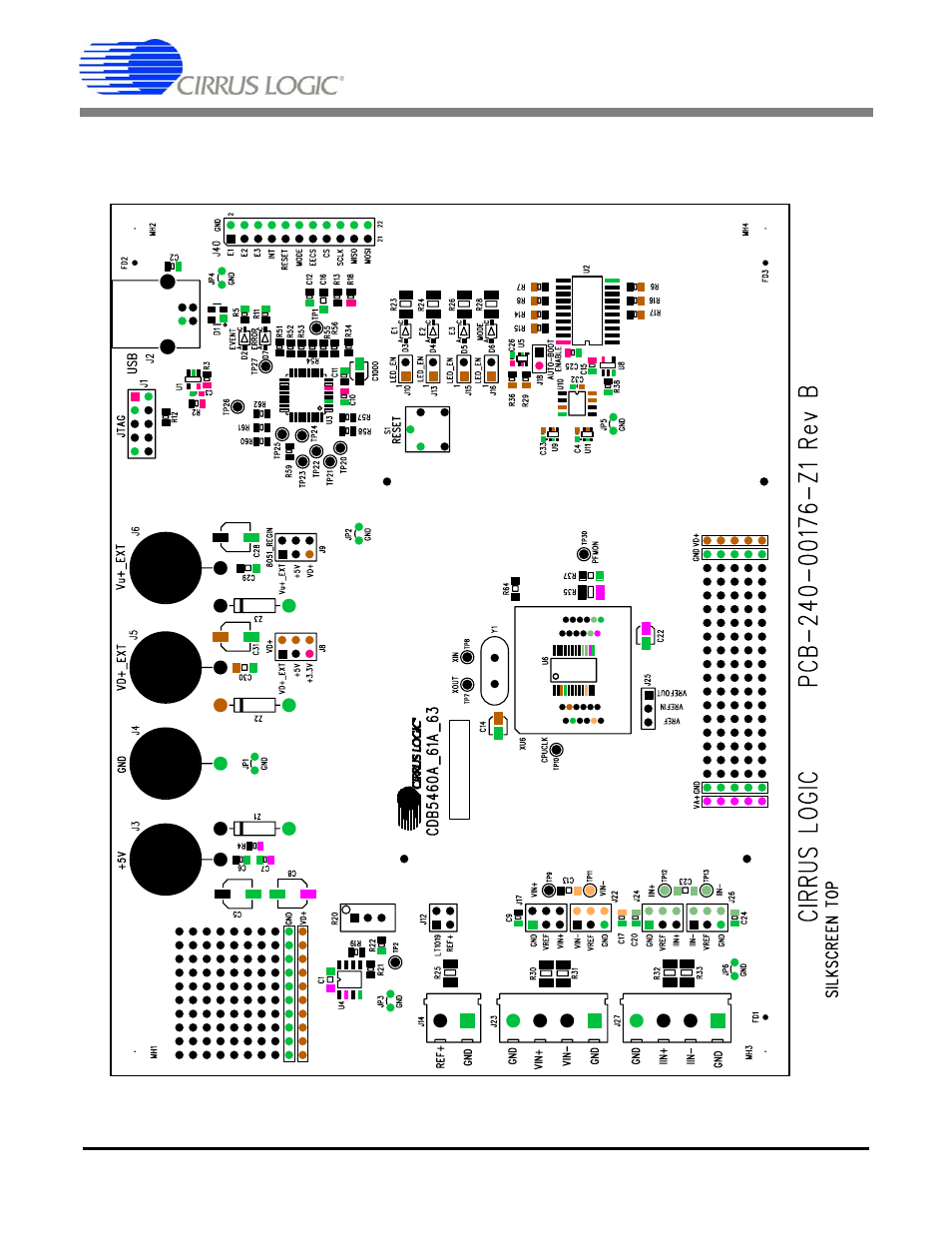 Appendix c. layer plots, Figure 23. top silkscreen, Cdb5460au | Cirrus Logic CDB5460AU User Manual | Page 33 / 38