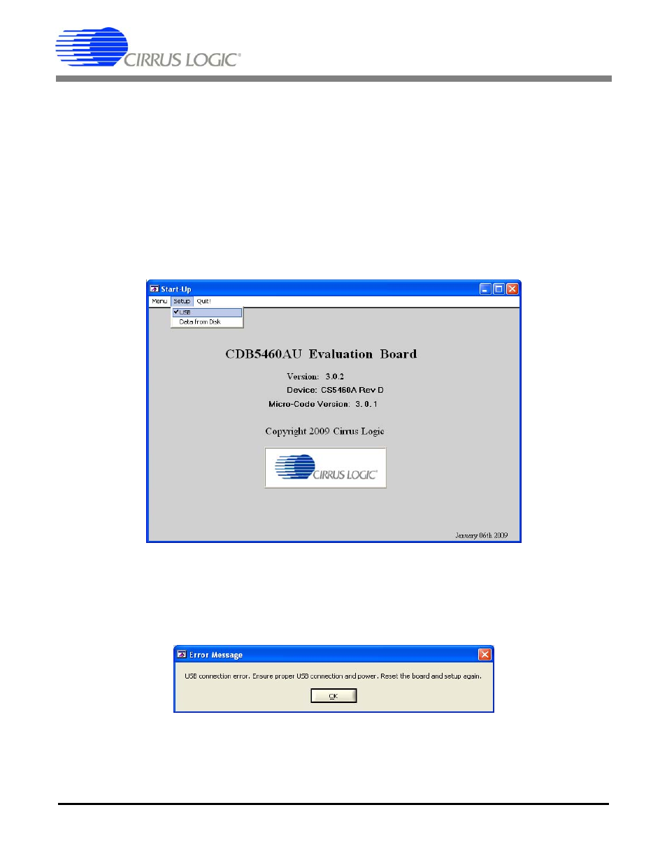 1 setup menu, Figure 3. se, Figure 4. u | Cdb5460au | Cirrus Logic CDB5460AU User Manual | Page 9 / 38