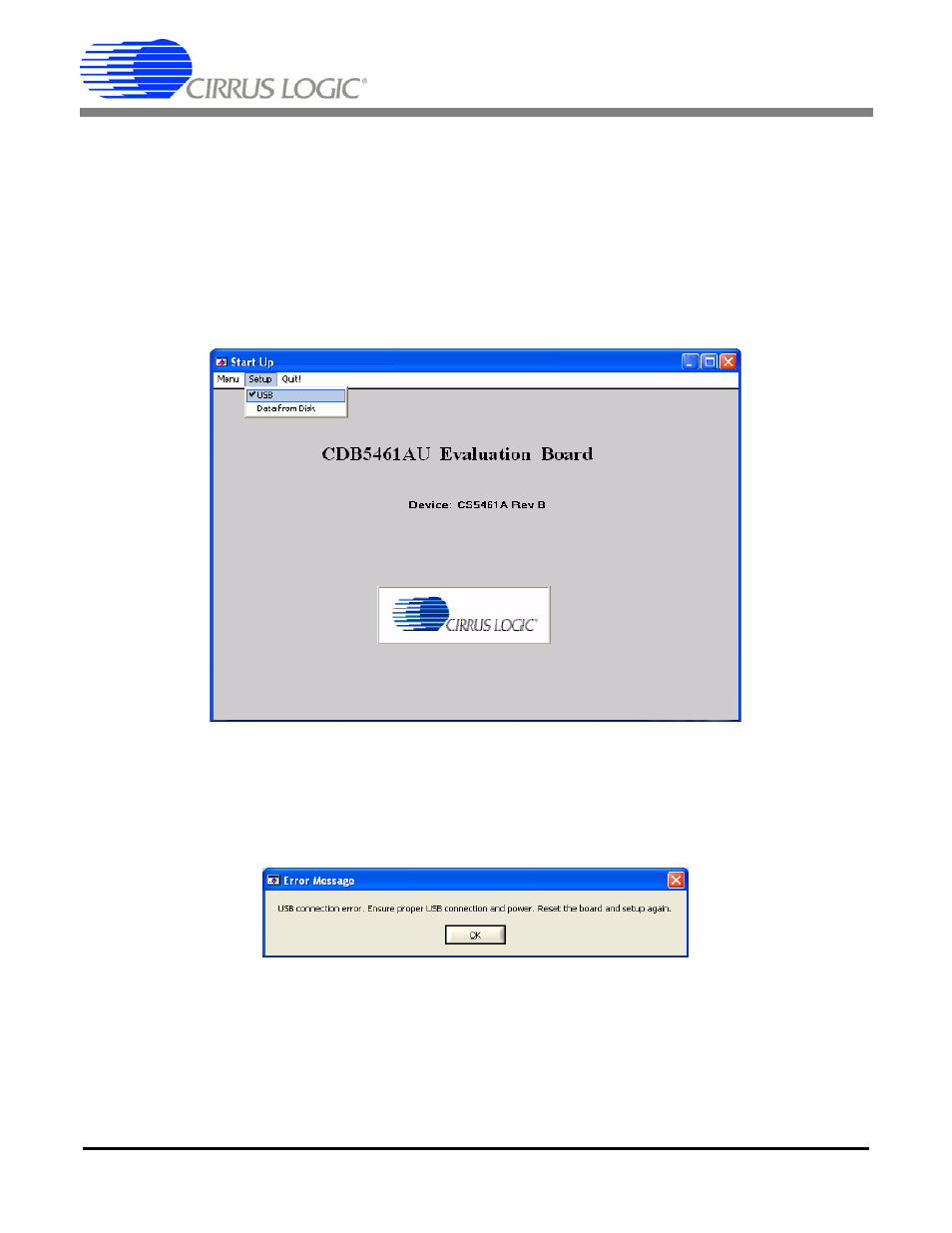 1 setup, Cdb5461au | Cirrus Logic CDB5461AU User Manual | Page 10 / 36