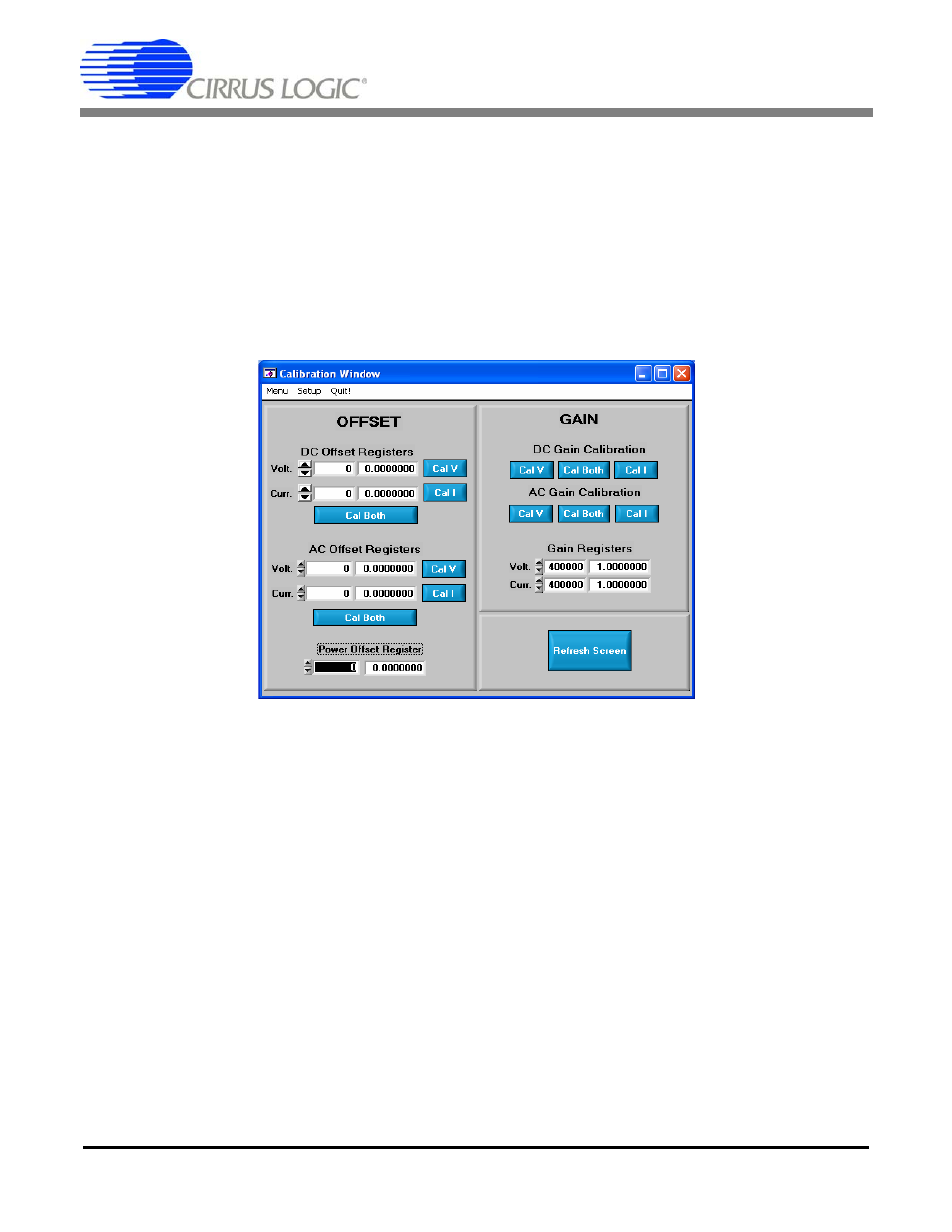 5 calibration window, 1 offset & gain registers, 2 performing calibrations | Figure 9. calibration window, Cdb5461au | Cirrus Logic CDB5461AU User Manual | Page 15 / 36