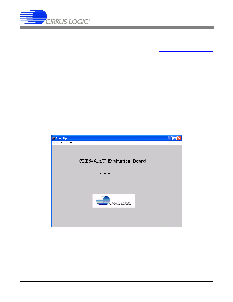 Software, 1 installation procedure, 2 using the software | 3 start-up window, Figure 2. cdb5461au start-up window, Cdb5461au | Cirrus Logic CDB5461AU User Manual | Page 9 / 36