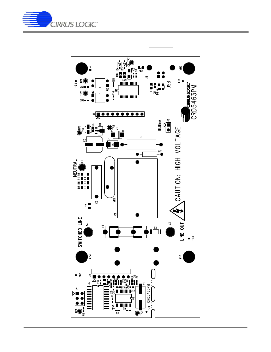 Board layout, Crd5463pm | Cirrus Logic CRD5463PM User Manual | Page 16 / 20