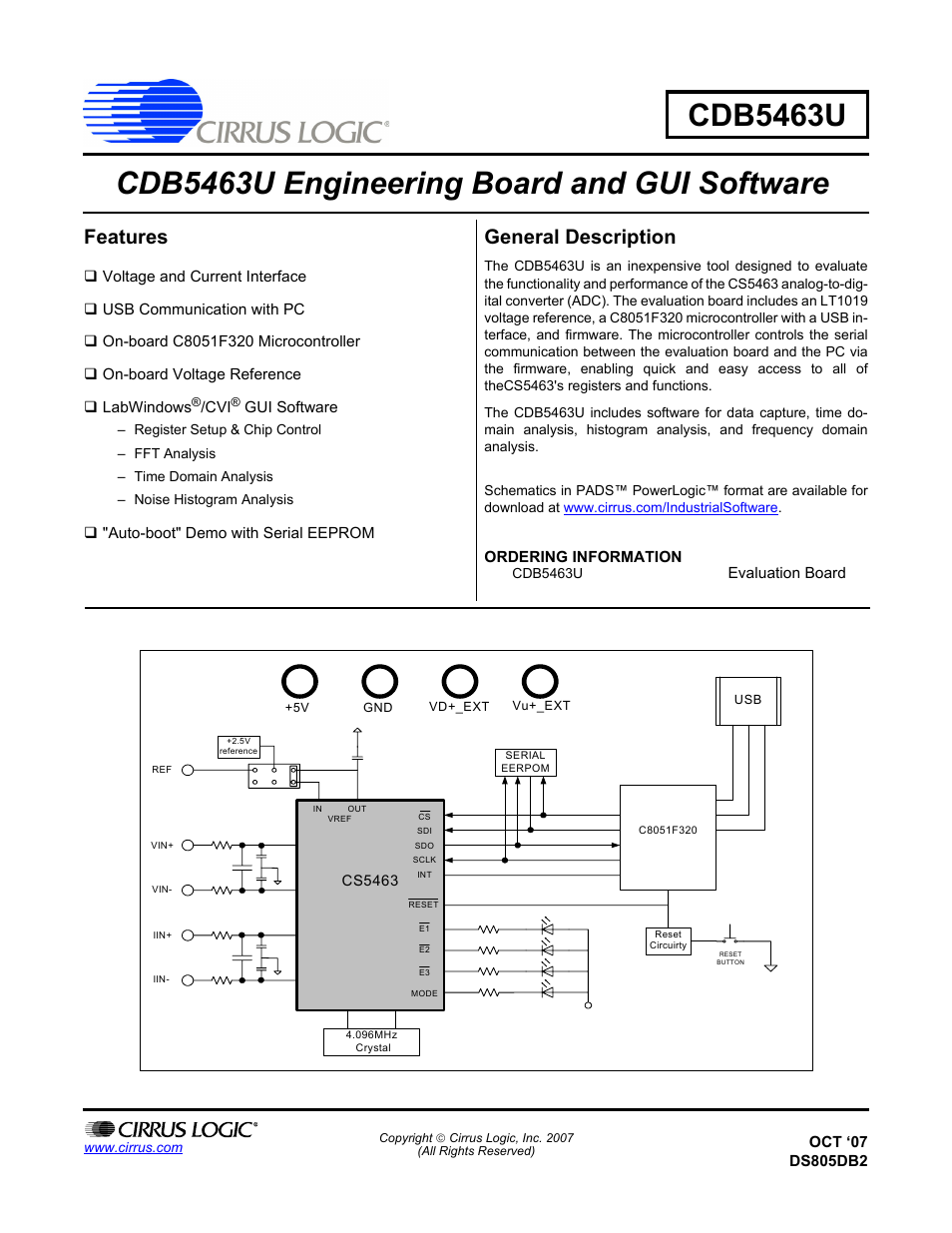 Cirrus Logic CDB5463U User Manual | 38 pages