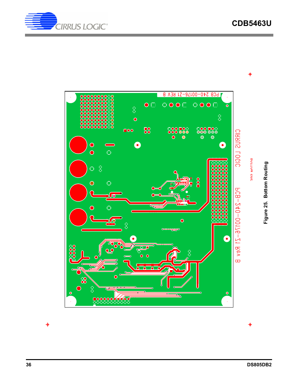Figure 25. bottom routing, Cdb5463u | Cirrus Logic CDB5463U User Manual | Page 36 / 38