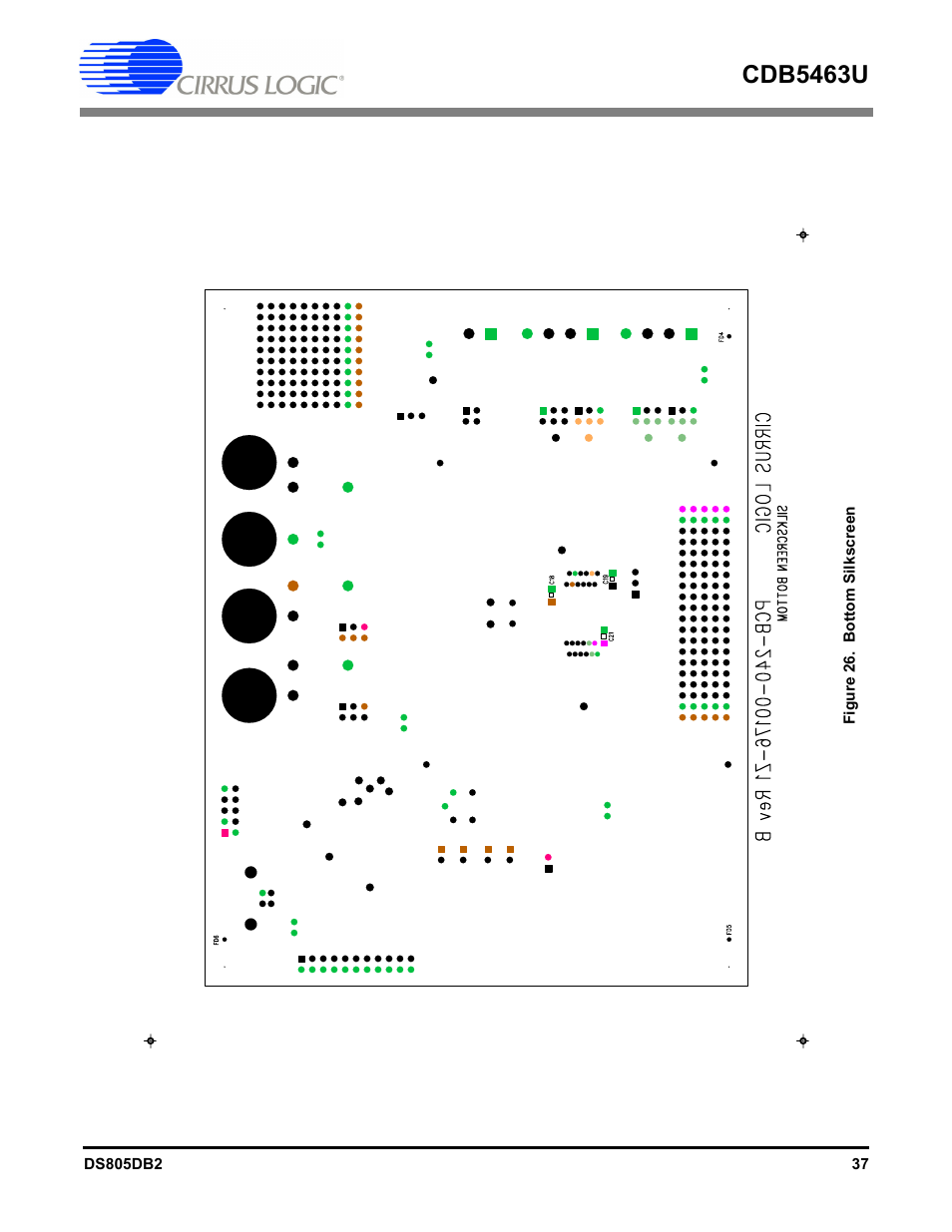 Figure 26. bottom silkscreen, Cdb5463u | Cirrus Logic CDB5463U User Manual | Page 37 / 38