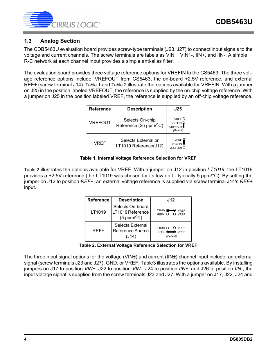 3 analog section, Cdb5463u | Cirrus Logic CDB5463U User Manual | Page 4 / 38