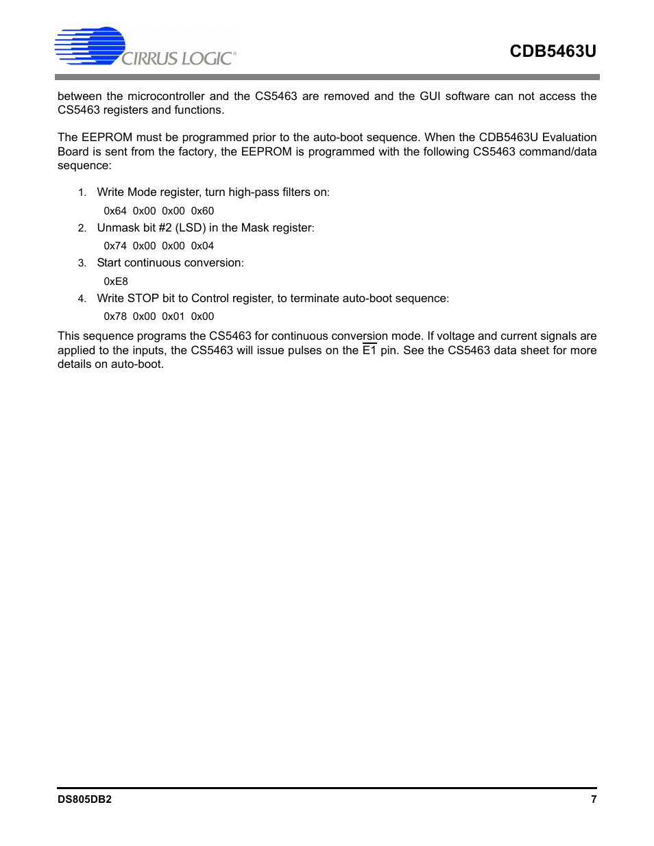 Cdb5463u | Cirrus Logic CDB5463U User Manual | Page 7 / 38