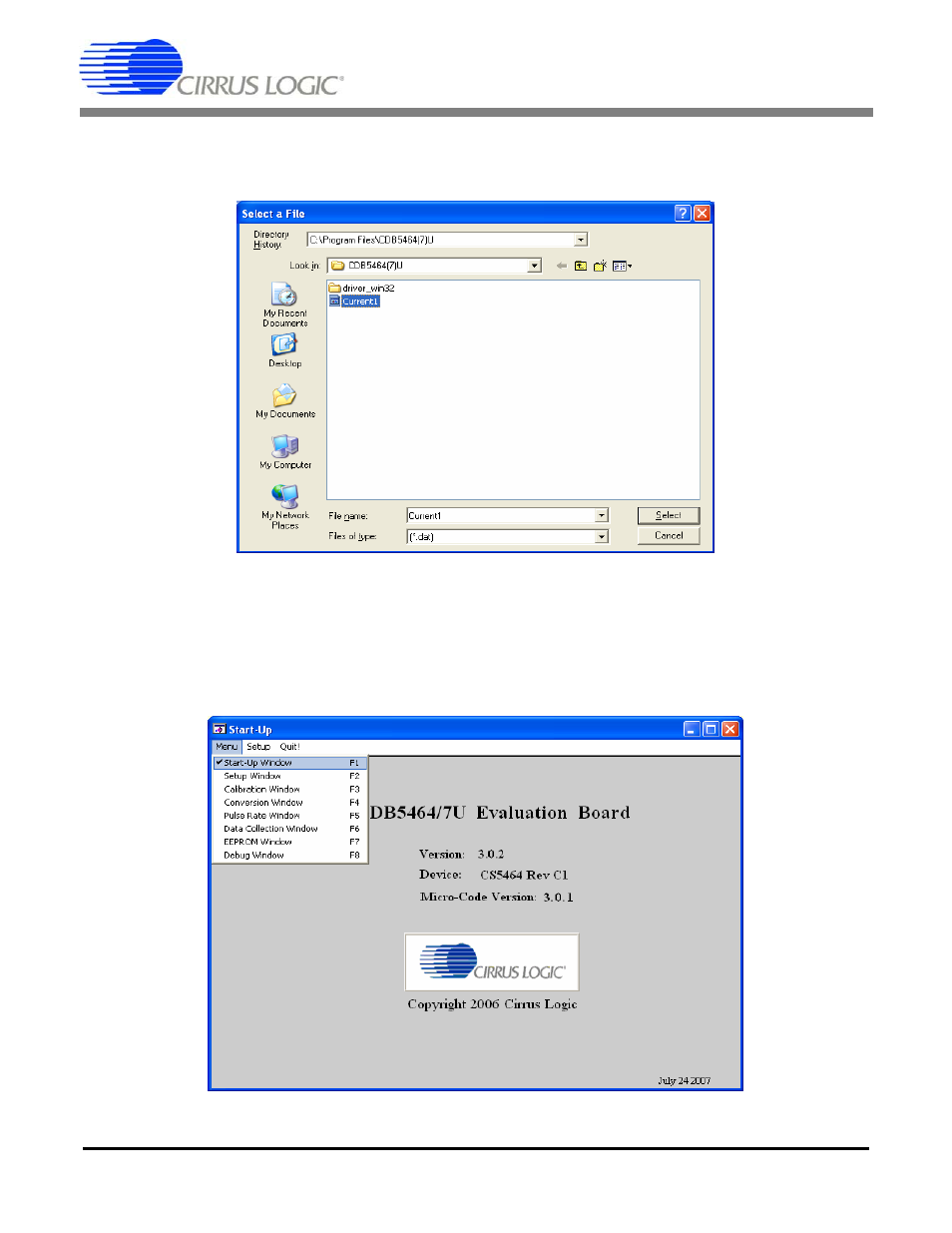 2 menu pull-down, Figure 5. d, Figure 6. menu pull-do | Cdb5464u | Cirrus Logic CDB5464U User Manual | Page 10 / 38