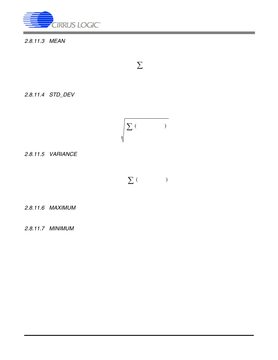 3 mean, 4 std_dev, 5 variance | 6 maximum, 7 minimum, Cdb5464u | Cirrus Logic CDB5464U User Manual | Page 23 / 38