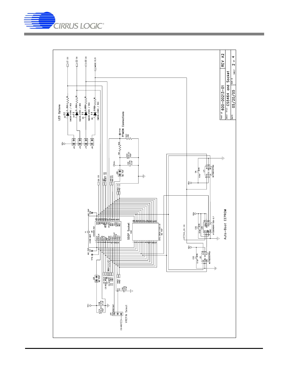 Figure 20. schematic - cs5464 & socket, Cdb5464u | Cirrus Logic CDB5464U User Manual | Page 31 / 38