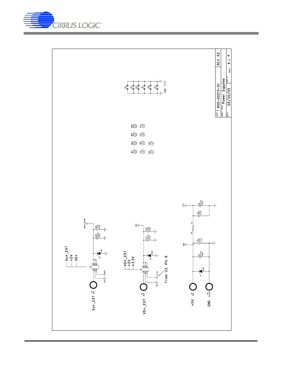 Figure 22. schematic - power supplies, Cdb5464u | Cirrus Logic CDB5464U User Manual | Page 33 / 38