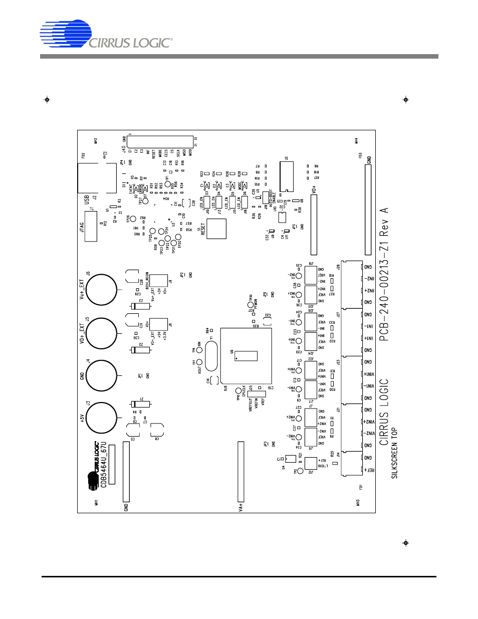 Appendix c. layer plots, Figure 23. top silkscreen, Cdb5464u | Cirrus Logic CDB5464U User Manual | Page 34 / 38