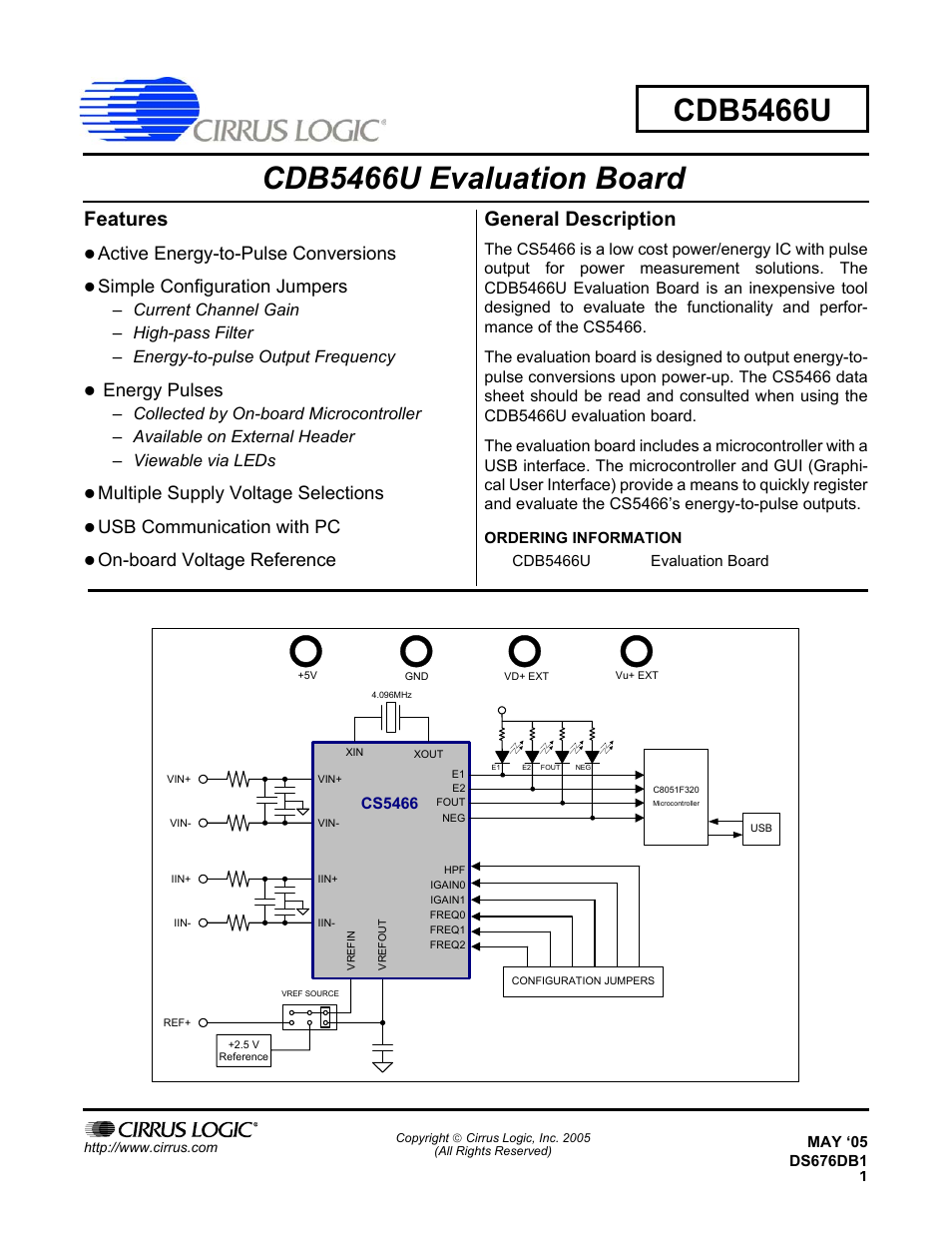 Cirrus Logic CDB5466U User Manual | 21 pages