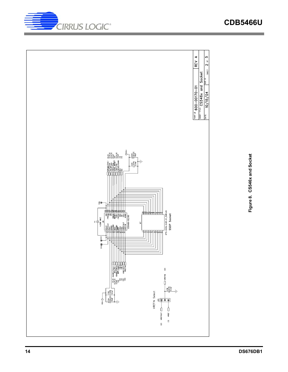Figure 8. cs546x and socket, Cdb5466u | Cirrus Logic CDB5466U User Manual | Page 14 / 21