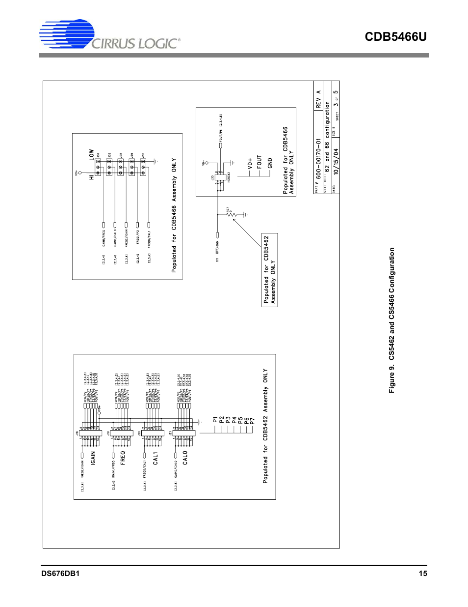 Figure 9. cs5462 and cs5466 configuration, Cdb5466u | Cirrus Logic CDB5466U User Manual | Page 15 / 21