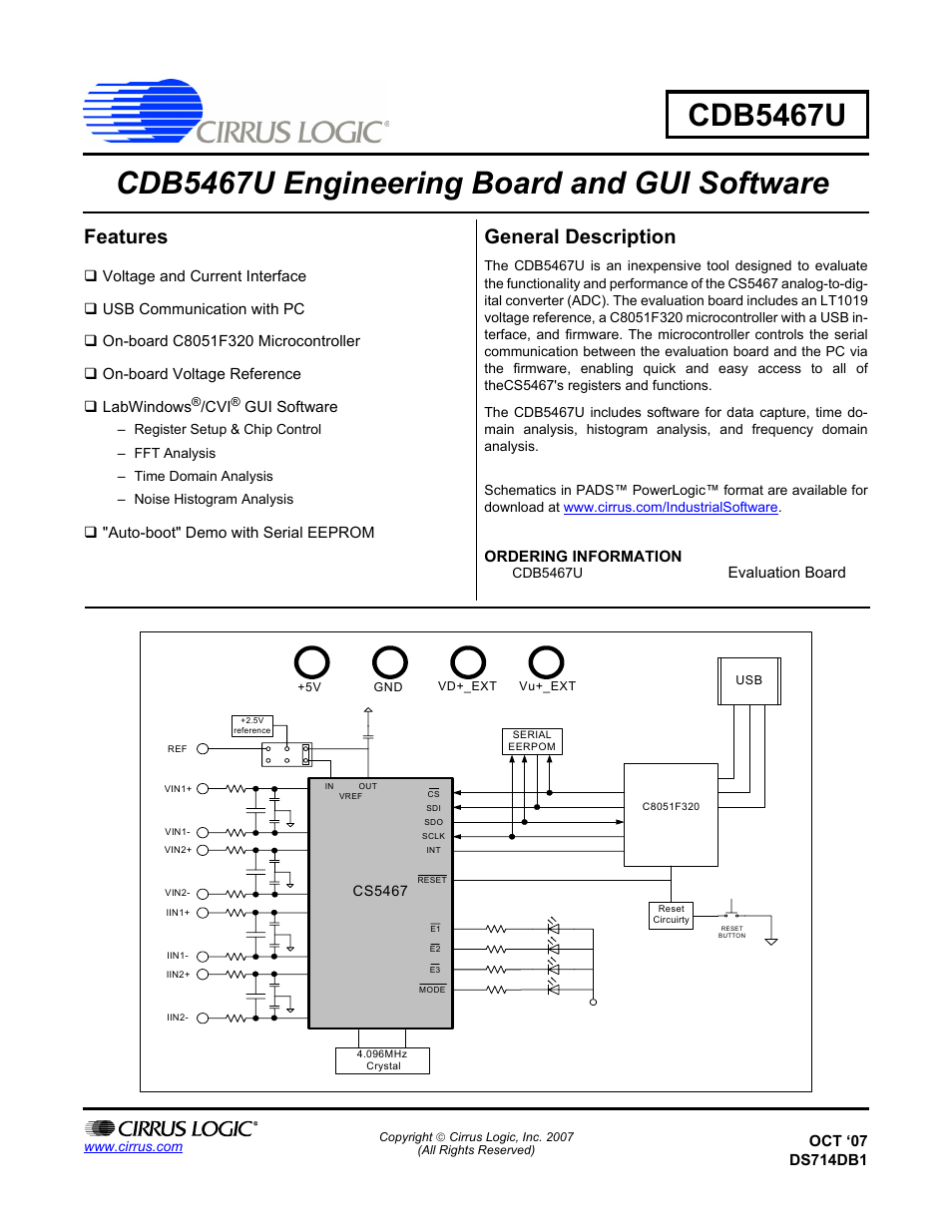 Cirrus Logic CDB5467U User Manual | 38 pages