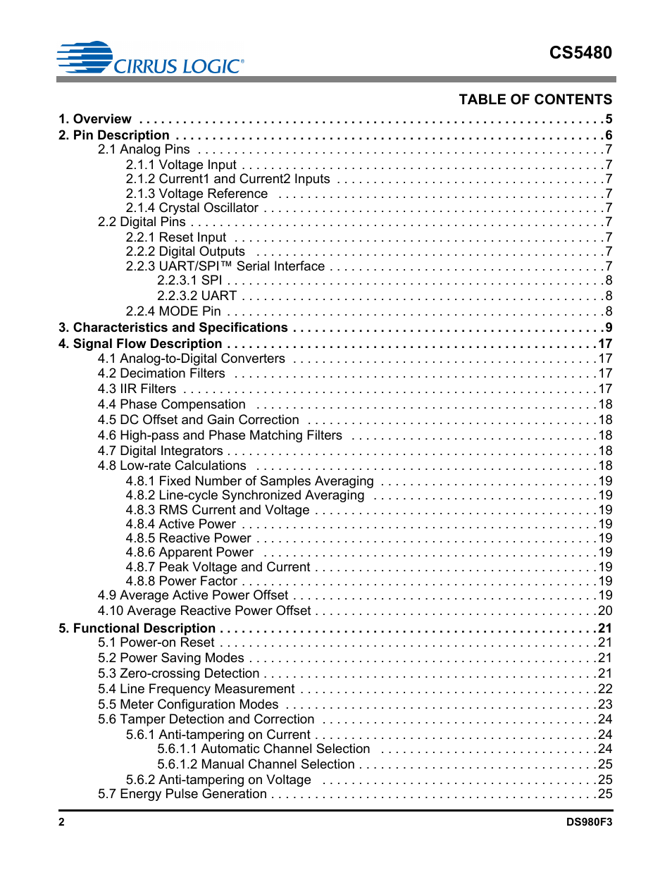 Cs5480 | Cirrus Logic CS5480 User Manual | Page 2 / 70