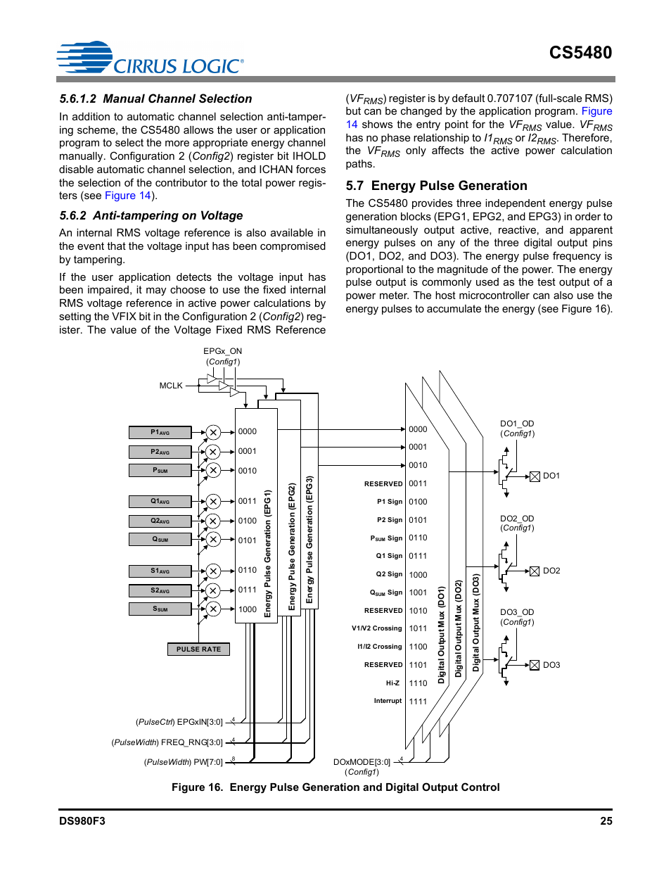 2 manual channel selection, 2 anti-tampering on voltage, 7 energy pulse generation | Cs5480, Value. vf, Has no phase relationship to i1, Or i2, Therefore, the vf, Only affects the active power calculation paths | Cirrus Logic CS5480 User Manual | Page 25 / 70