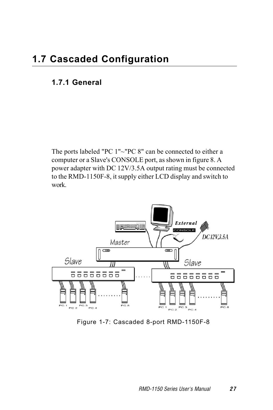 7 cascaded configuration, p27, 7 cascaded configuration | Advantech RMD-1150 User Manual | Page 27 / 38