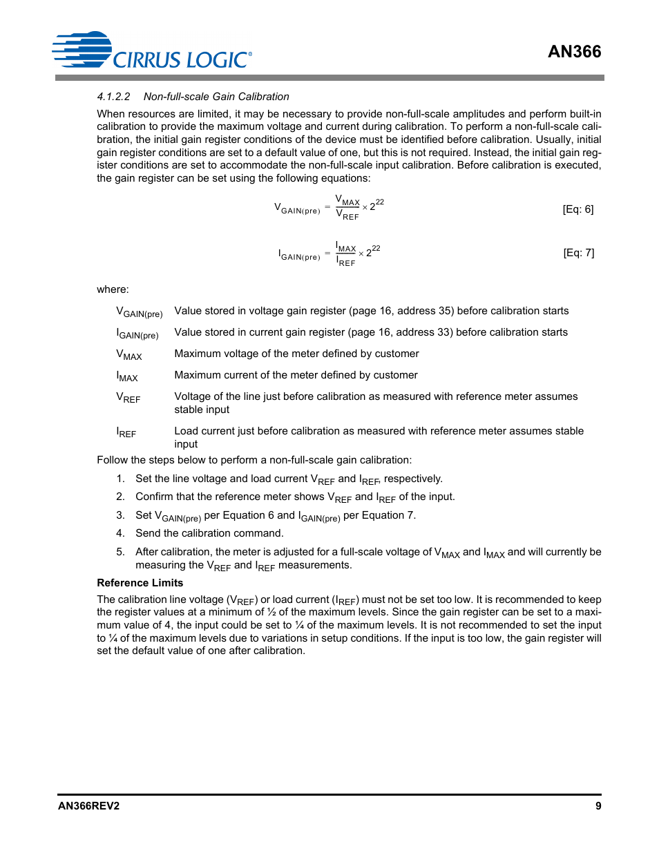Using the non-full-scale gain calibration, Non-full-scale gain calibration pr, An366 | Cirrus Logic AN366 User Manual | Page 9 / 50