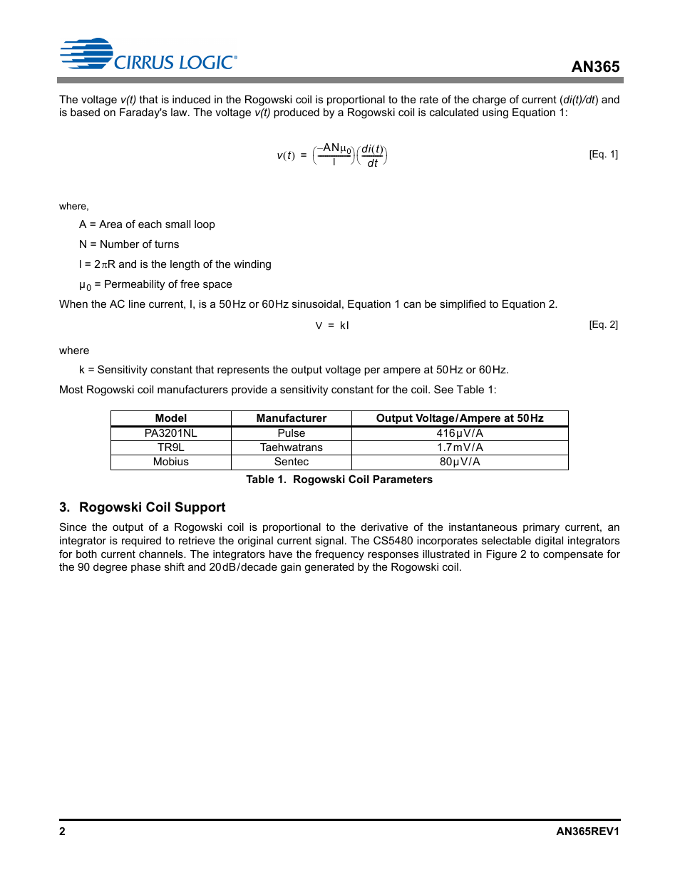 Rogowski coil support, An365 | Cirrus Logic AN365 User Manual | Page 2 / 14