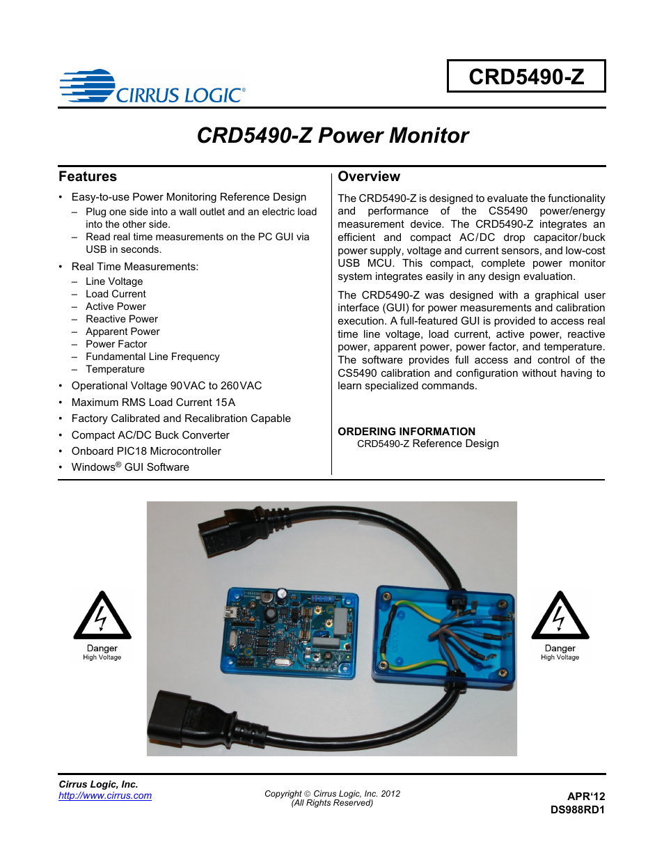 Cirrus Logic CRD5490 User Manual | 40 pages