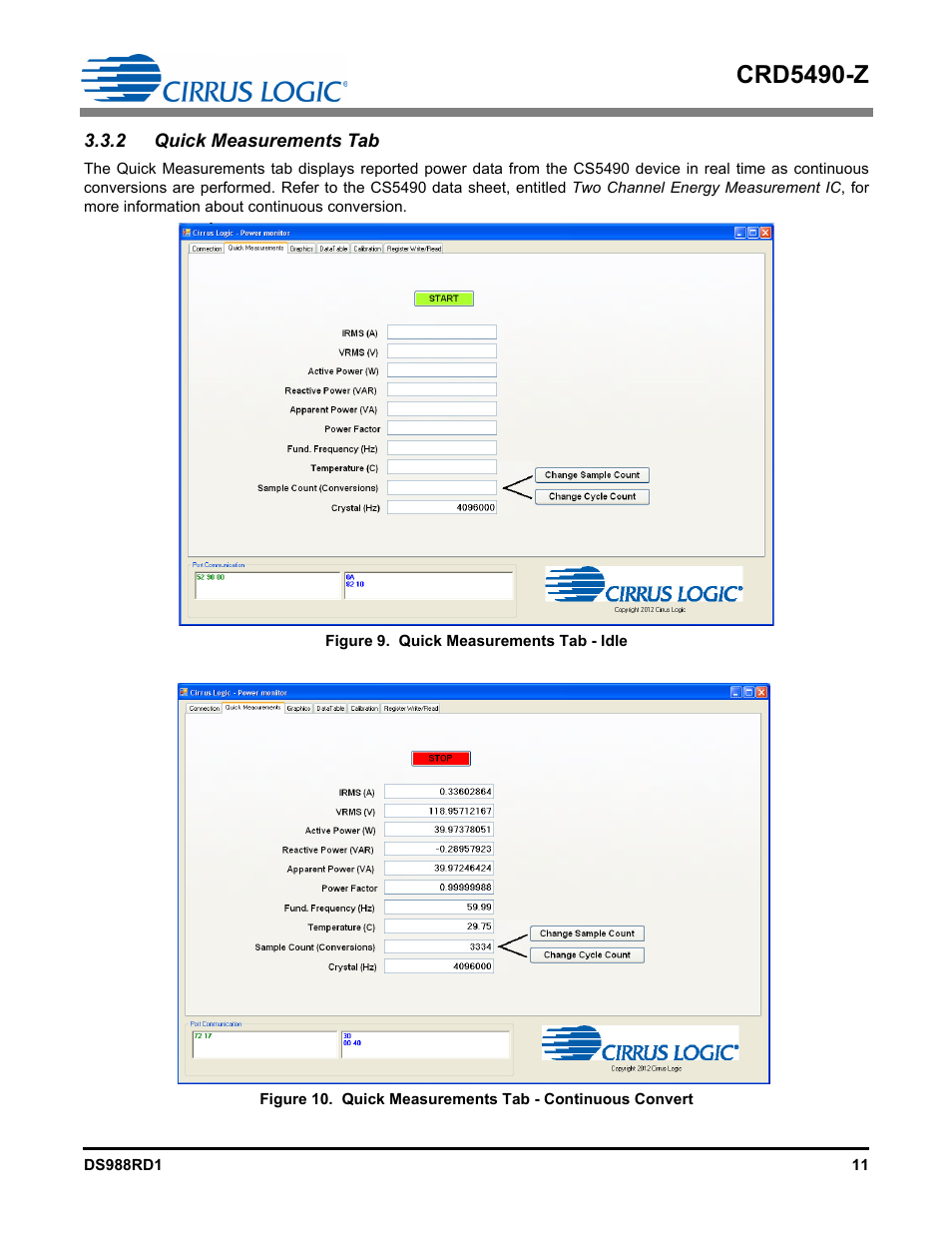 2 quick measurements tab, Crd5490-z | Cirrus Logic CRD5490 User Manual | Page 11 / 40