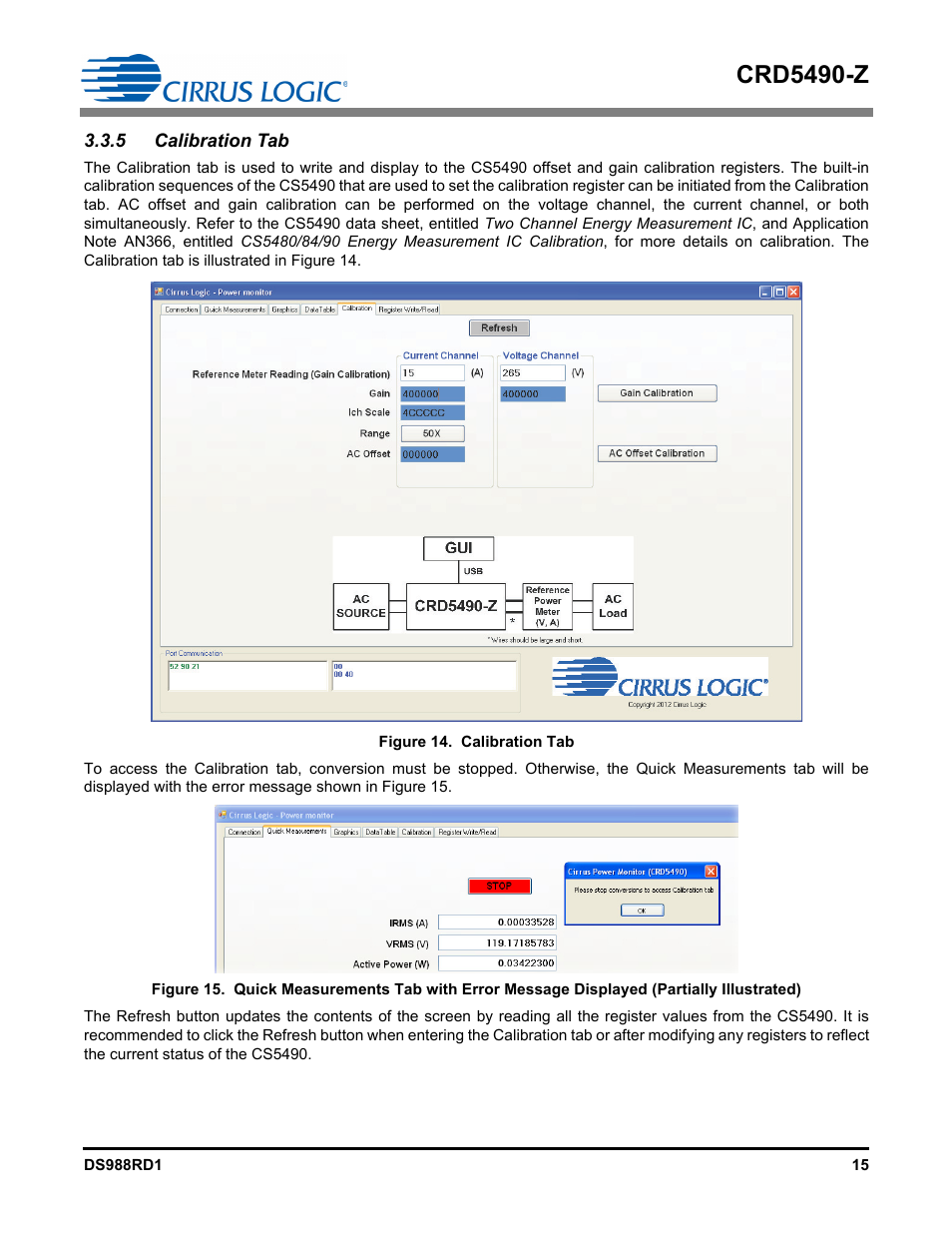 5 calibration tab, Crd5490-z | Cirrus Logic CRD5490 User Manual | Page 15 / 40