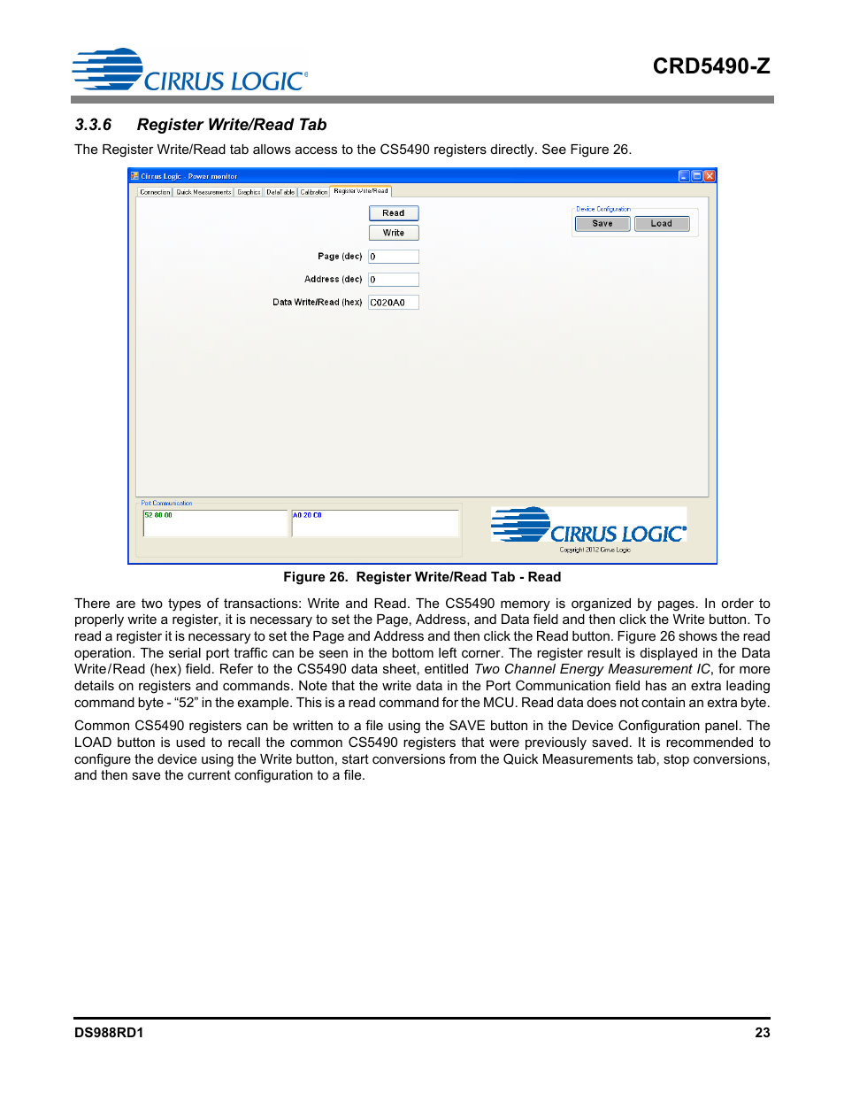 6 register write/read tab, Crd5490-z | Cirrus Logic CRD5490 User Manual | Page 23 / 40