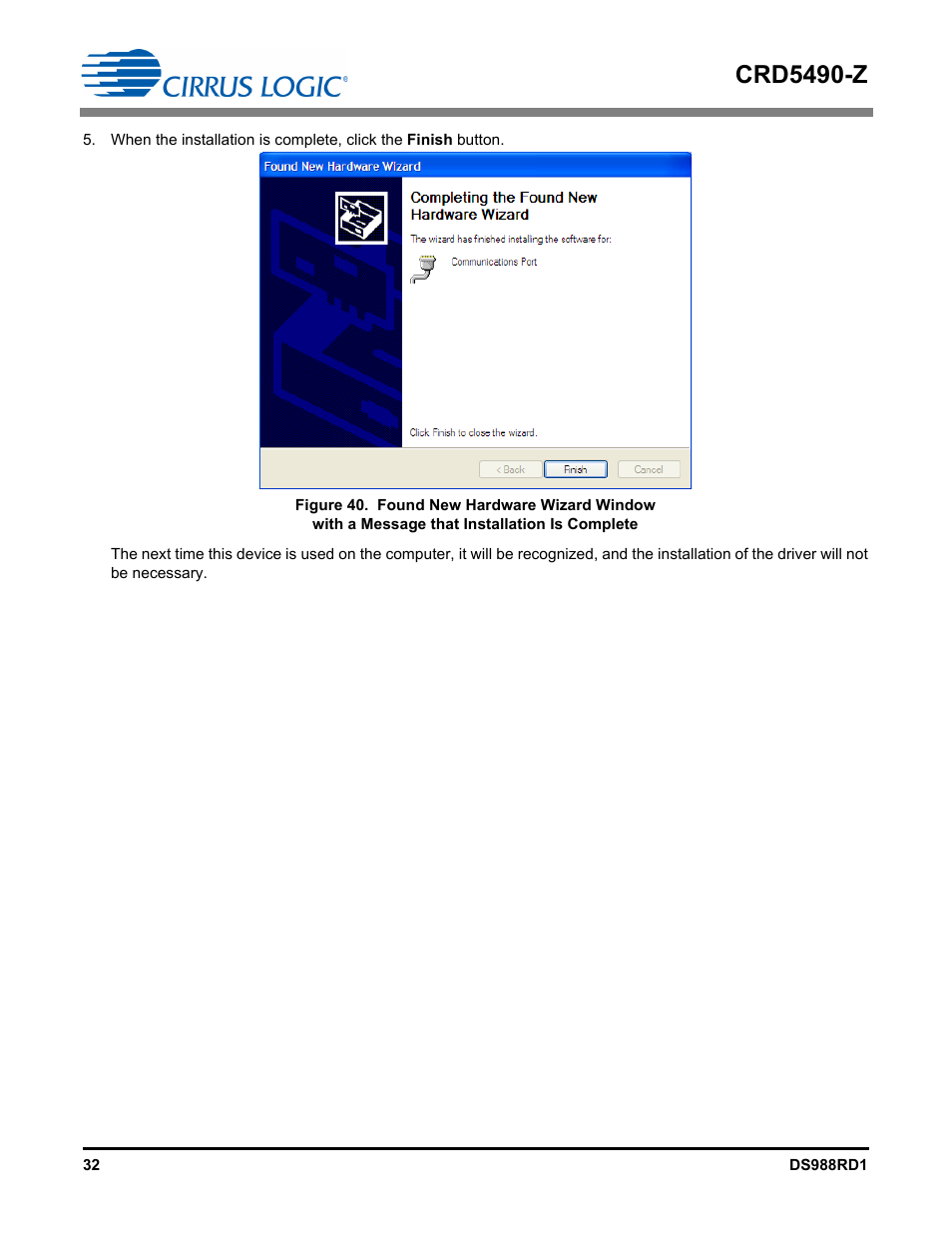Crd5490-z | Cirrus Logic CRD5490 User Manual | Page 32 / 40
