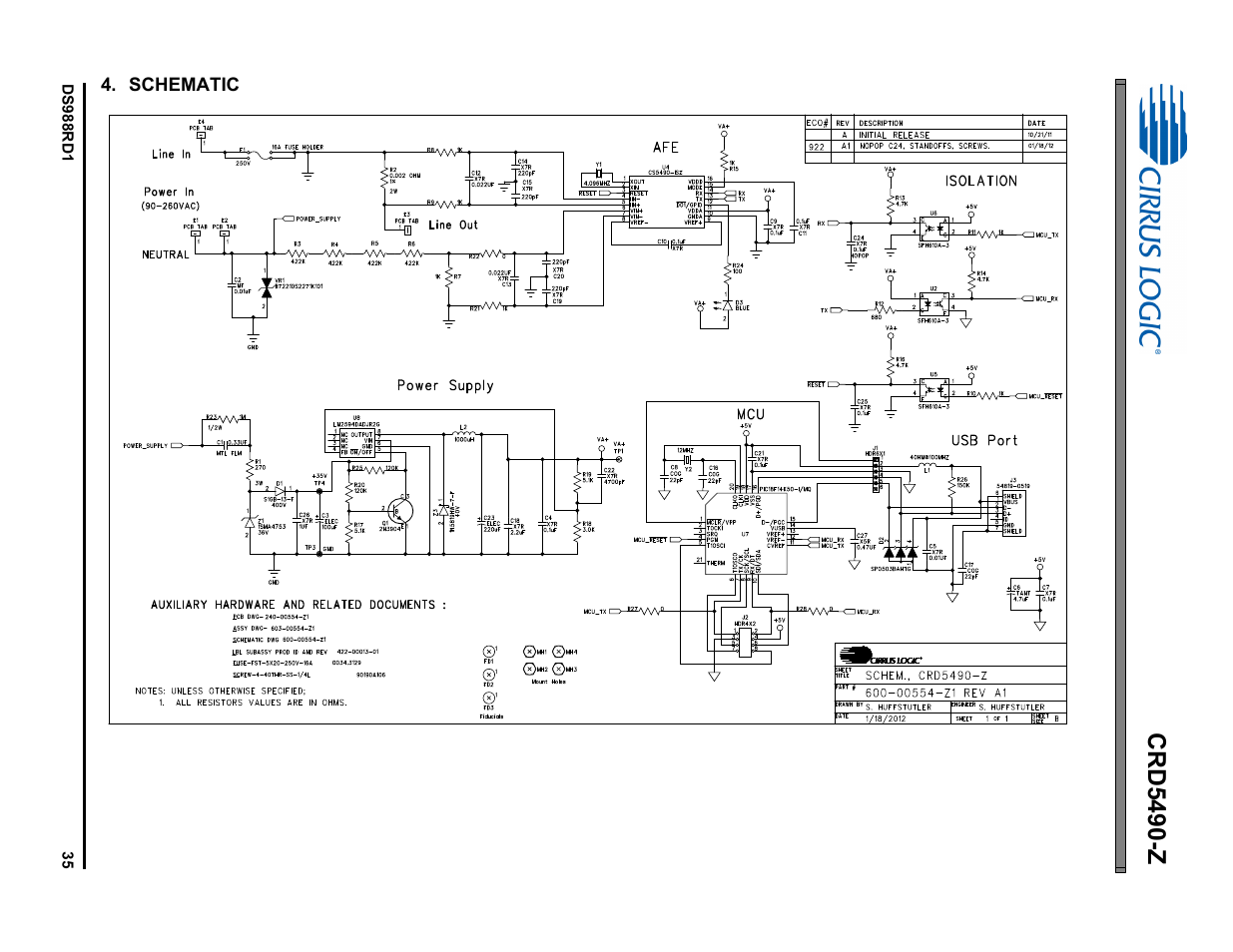 Schematic, Crd5490-z | Cirrus Logic CRD5490 User Manual | Page 35 / 40
