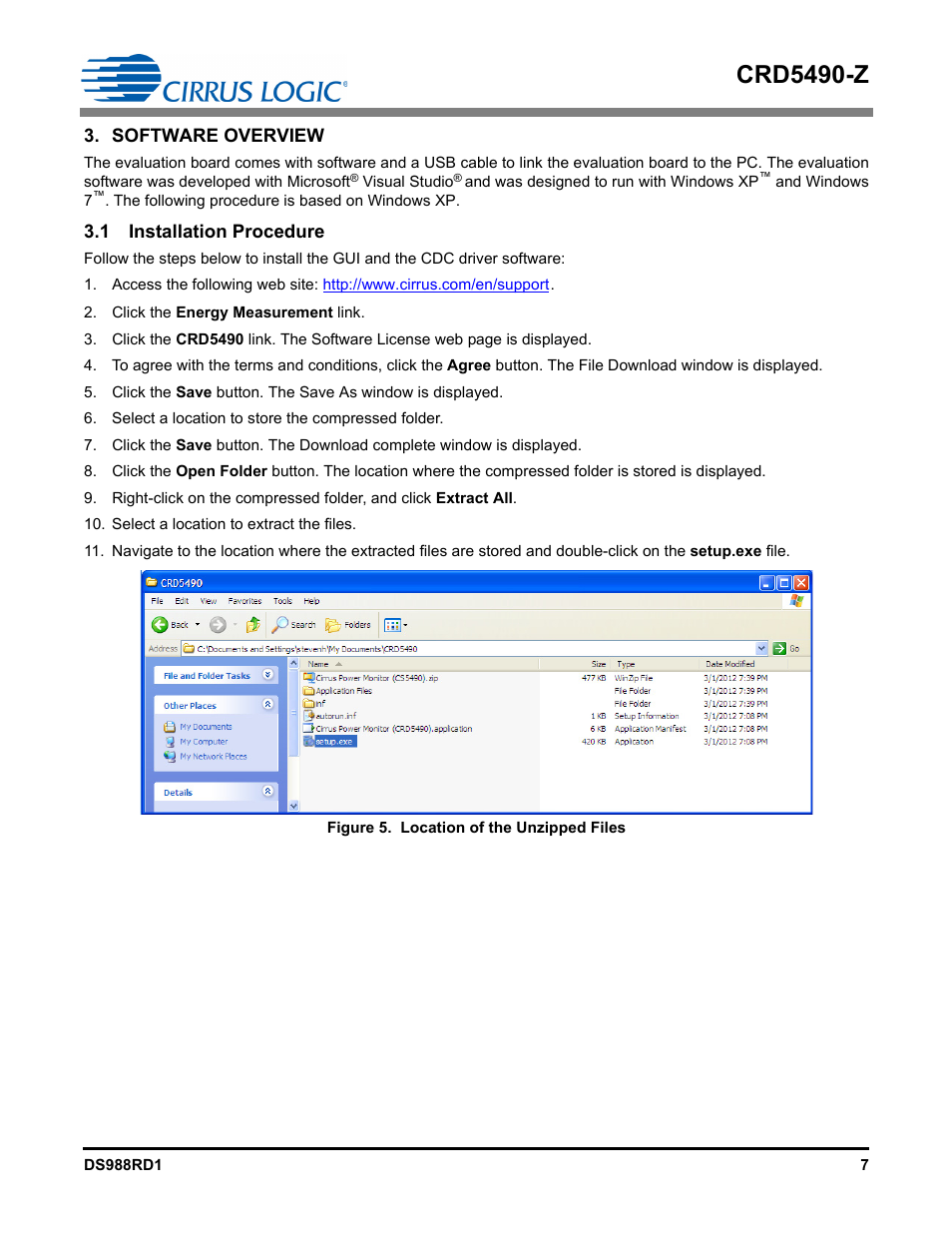 Software overview, 1 installation procedure, Crd5490-z | Cirrus Logic CRD5490 User Manual | Page 7 / 40
