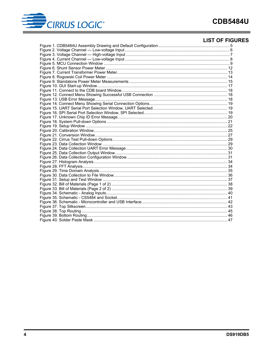 List of figures, Cdb5484u | Cirrus Logic CDB5484U User Manual | Page 4 / 47