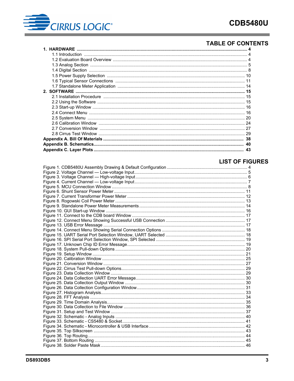 Cirrus Logic CDB5480U User Manual | Page 3 / 47
