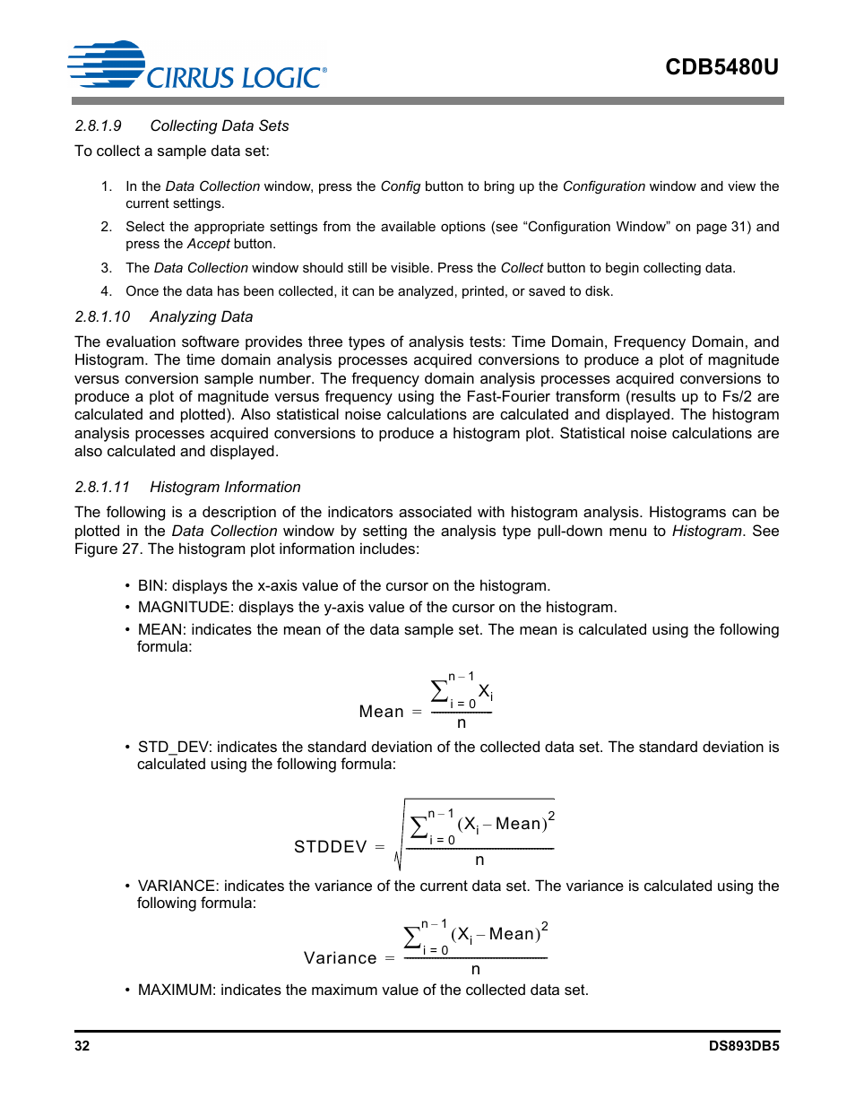 9 collecting data sets, 10 analyzing data, 11 histogram information | Cdb5480u | Cirrus Logic CDB5480U User Manual | Page 32 / 47