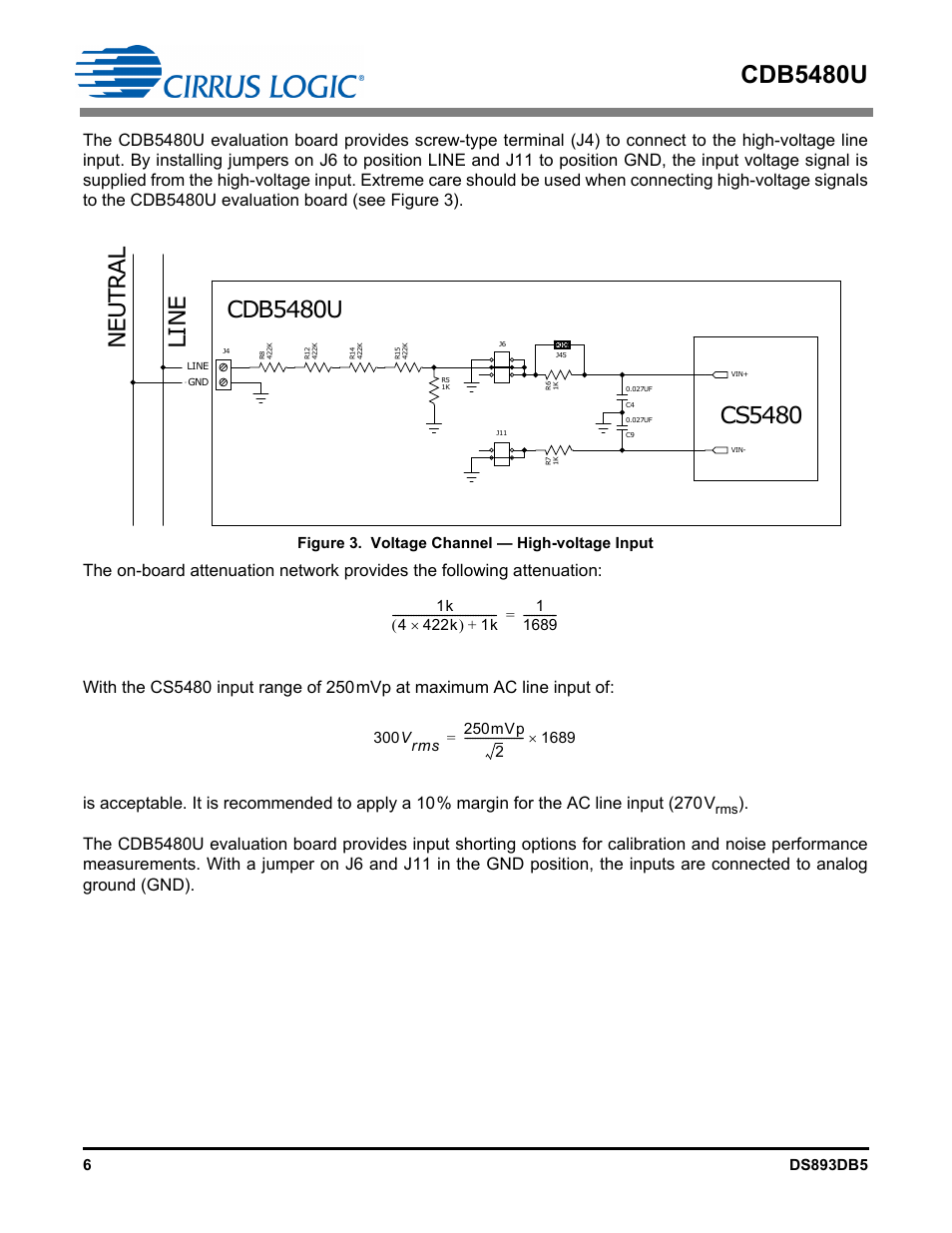 Figure 3. voltage channel — high-voltage input, Cdb5480u | Cirrus Logic CDB5480U User Manual | Page 6 / 47