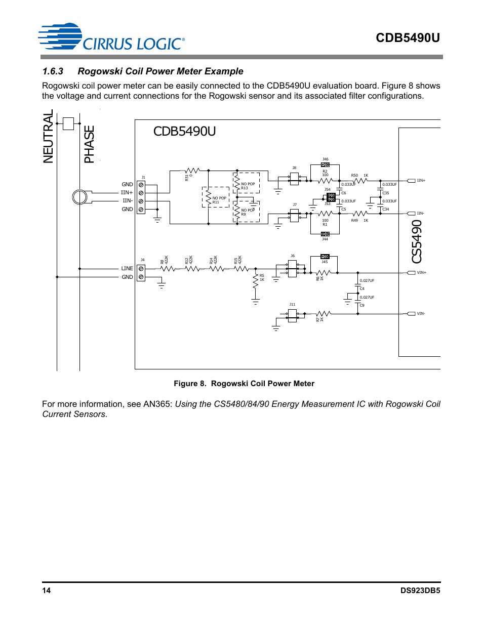 3 rogowski coil power meter example, Figure 8. rogowski coil power meter, Cdb5490u | Cirrus Logic CDB5490U User Manual | Page 14 / 46