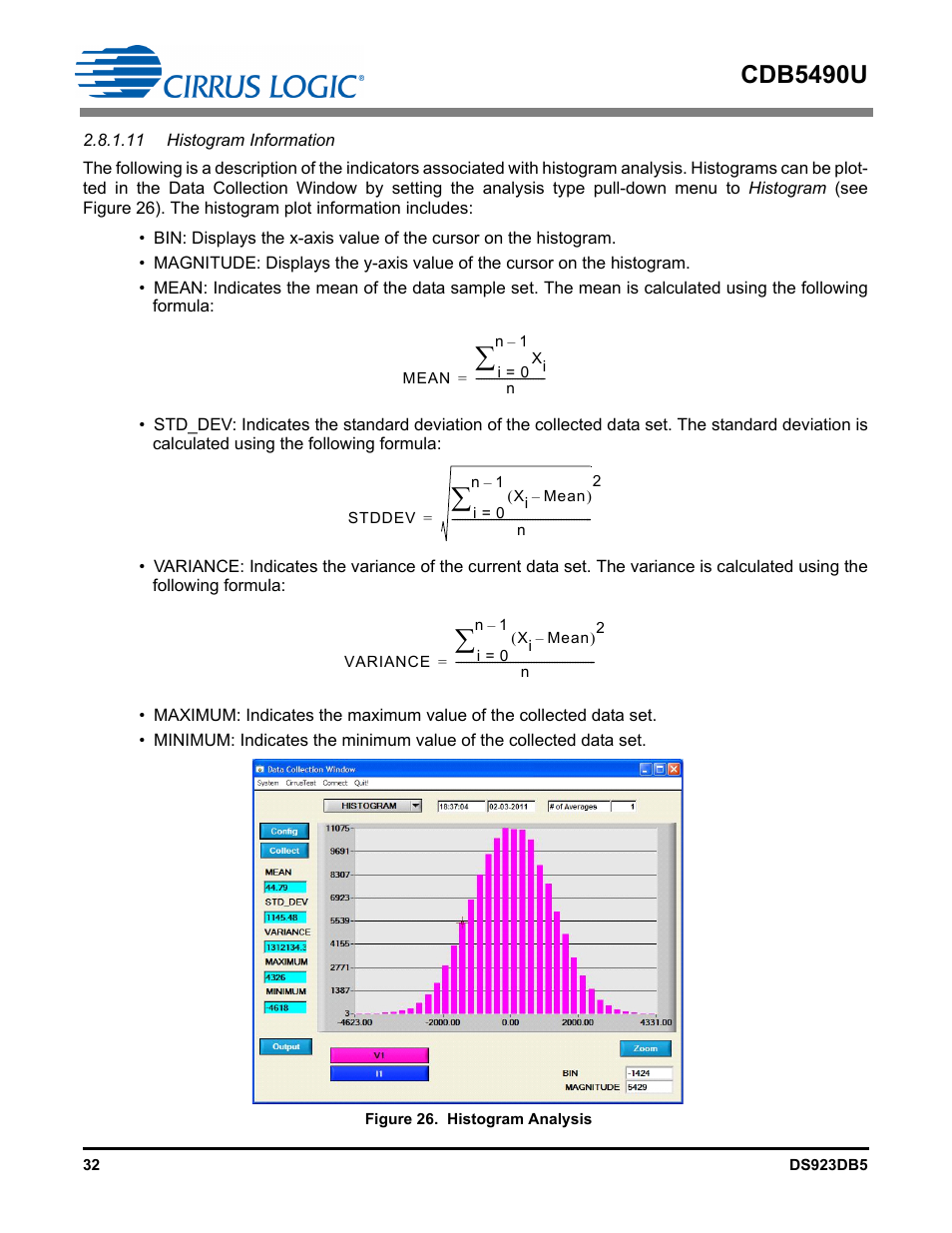 11 histogram information, Figure 26. histogram analysis, Cdb5490u | Cirrus Logic CDB5490U User Manual | Page 32 / 46