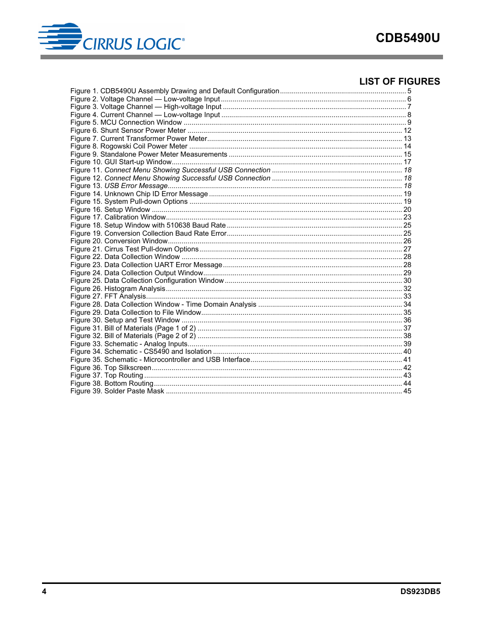 List of figures, Cdb5490u | Cirrus Logic CDB5490U User Manual | Page 4 / 46