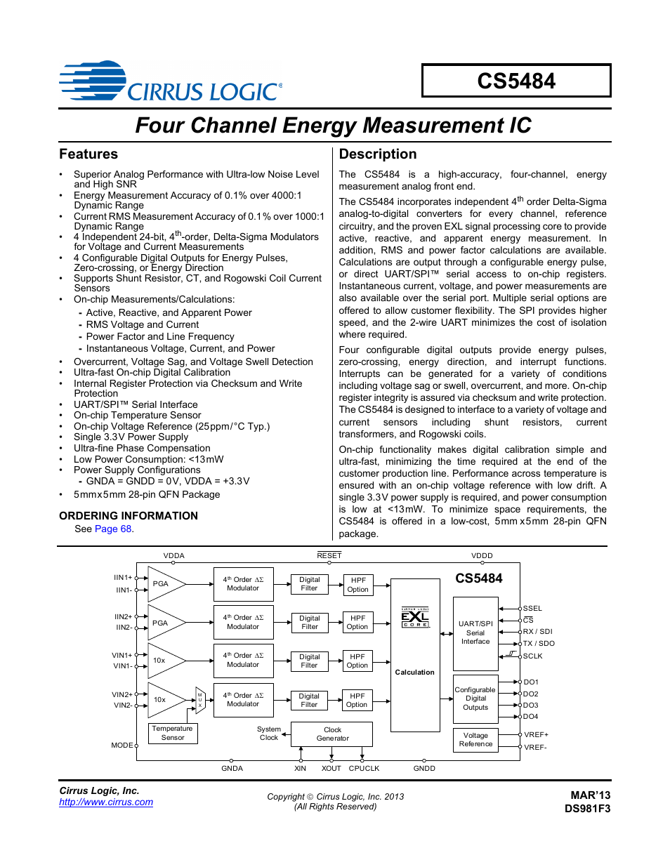 Cirrus Logic CS5484 User Manual | 67 pages